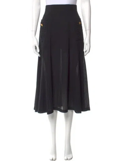 Pre-owned Chanel Vintage Midi Length Skirt In Black