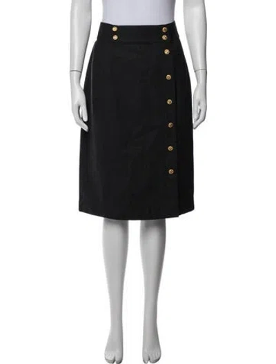 Pre-owned Chanel Vintage Midi Length Skirt In Black