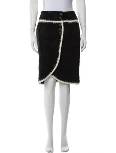 Pre-owned Chanel Vintage Midi Length Skirt In Black
