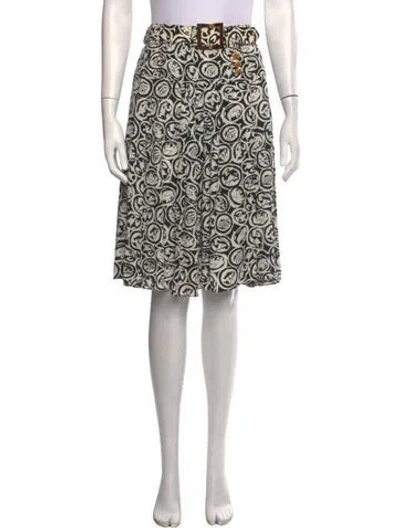 Pre-owned Chanel Vintage Midi Length Skirt In Black/white