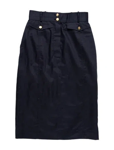 Pre-owned Chanel Vintage Midi Length Skirt In Blue