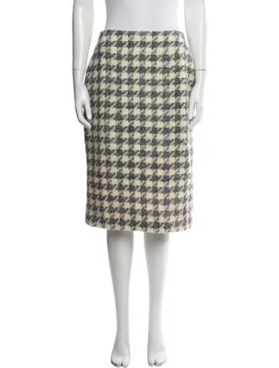 Pre-owned Chanel Vintage Midi Length Skirt In Grey/white
