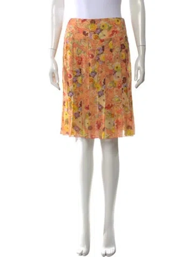 Pre-owned Chanel Vintage Midi Length Skirt In Orange