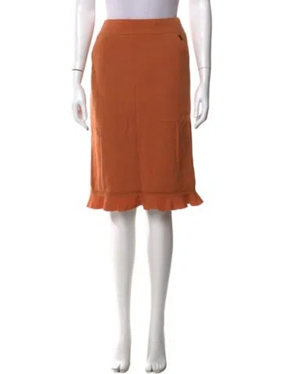 Pre-owned Chanel Vintage Midi Length Skirt In Orange