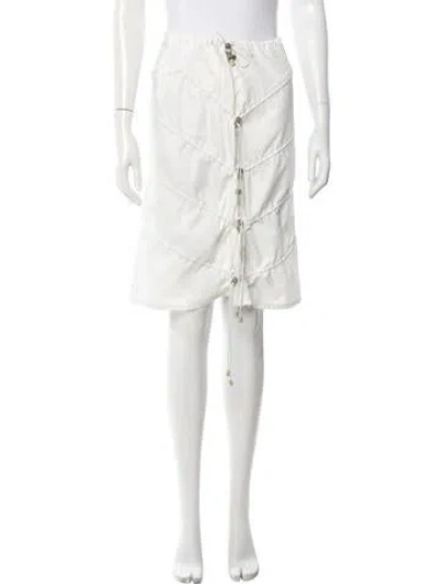 Pre-owned Chanel Vintage Midi Length Skirt In White