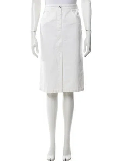 Pre-owned Chanel Vintage Midi Length Skirt In White
