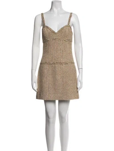 Pre-owned Chanel Vintage Mini Dress In Gold/neutrals