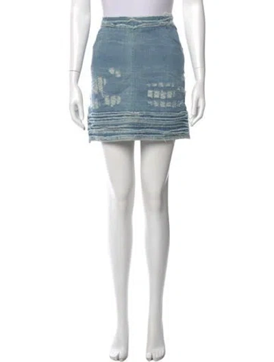 Pre-owned Chanel Vintage Mini Skirt In Blue