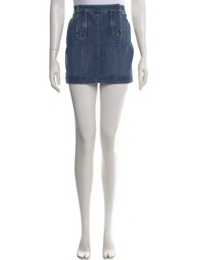 Pre-owned Chanel Vintage Mini Skirt In Blue