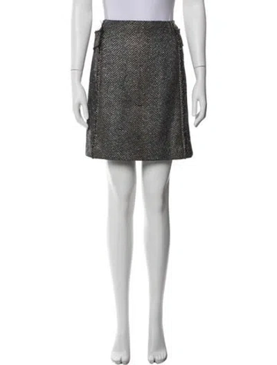 Pre-owned Chanel Vintage Mini Skirt In Gray
