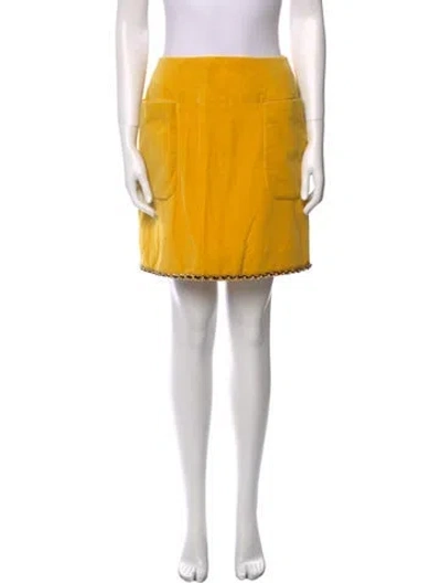 Pre-owned Chanel Vintage Mini Skirt In Yellow