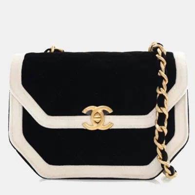 Pre-owned Chanel Vintage Mini Velvet Place Vendome Flap Bag In Black