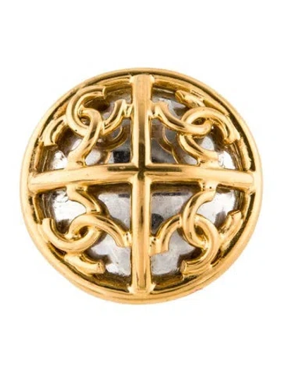 Pre-owned Chanel Vintage Mirror Cc Brooch In Multi