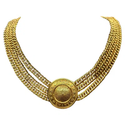 Pre-owned Chanel Vintage Multi Strand Medallion "" Gold Choker Necklace