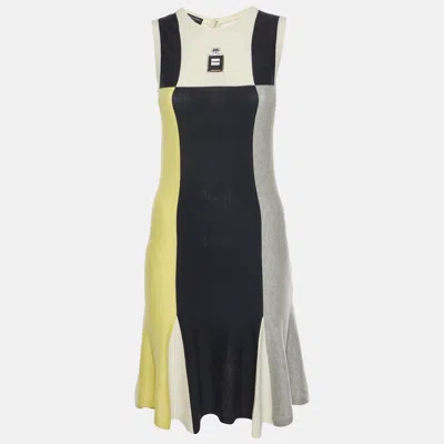 Pre-owned Chanel Vintage Multicolor Knit Color Block Sleeveless Midi Dress S