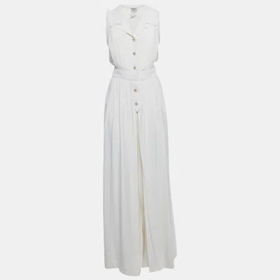 Pre-owned Chanel Vintage Off-white Crepe Sleeveless Jumpsuit L