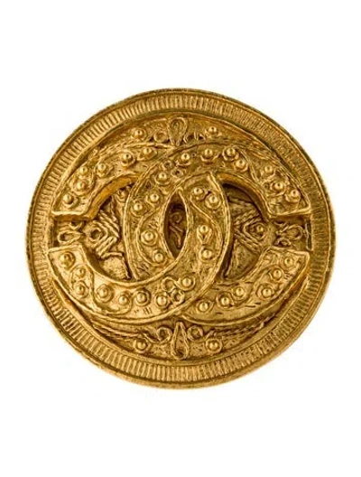 Pre-owned Chanel Vintage Ornate Cc Brooch In Multi