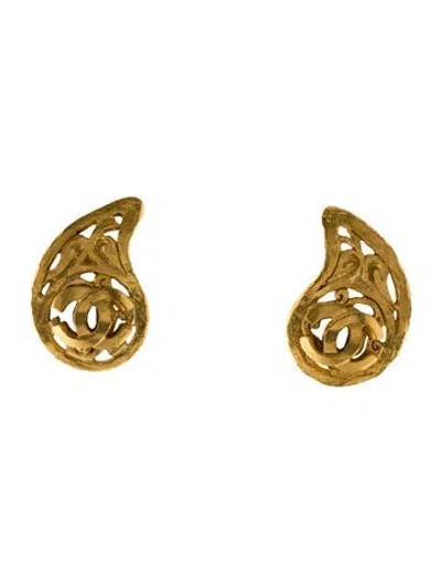 Pre-owned Chanel Vintage Paisley Clip-on Earrings In Multi