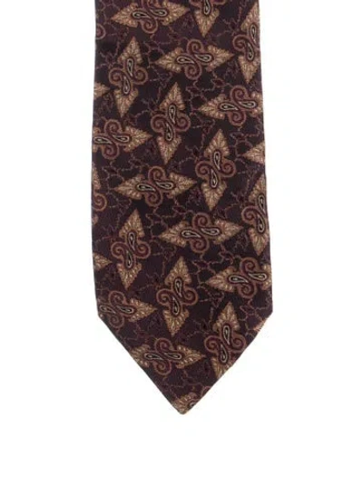 Pre-owned Chanel Vintage Paisley Silk Tie In Brown