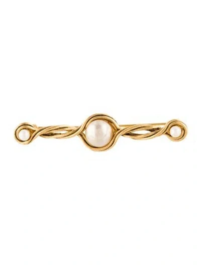 Pre-owned Chanel Vintage Pearl Twist Brooch In White