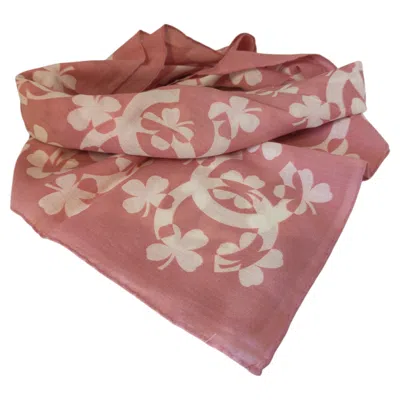 Pre-owned Chanel Vintage Pink White Floral Scarf Unisex 56x60 Cm 21st Century