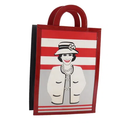 Pre-owned Chanel Vintage Portrait Tote Printed Leather And Quilted Patent Leather Bag () In Red
