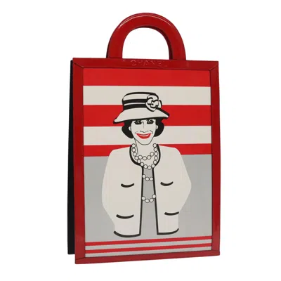 Pre-owned Chanel Vintage Portrait Tote Printed Leather And Quilted Patent Red Leather Tote Bag Bag ()