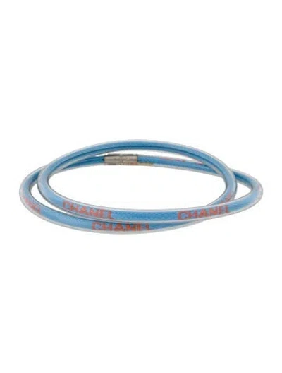 Pre-owned Chanel Vintage Pvc Tube Choker Necklace In Blue