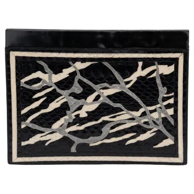 Pre-owned Chanel Vintage Python Abstract Clutch In Black