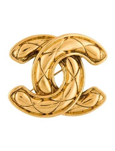 Pre-owned Chanel Vintage Quilted Cc Brooch In Multi