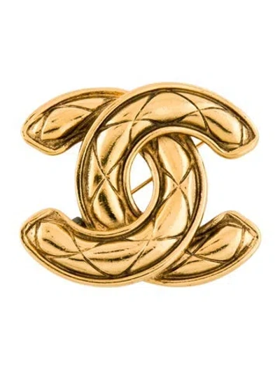 Pre-owned Chanel Vintage Quilted Cc Brooch In Multi