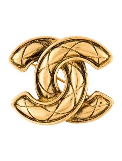 Pre-owned Chanel Vintage Quilted Cc Brooch In Multi