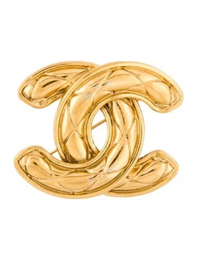 Pre-owned Chanel Vintage Quilted Cc Brooch In Multi