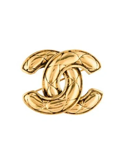 Pre-owned Chanel Vintage Quilted Cc Brooch In Multi