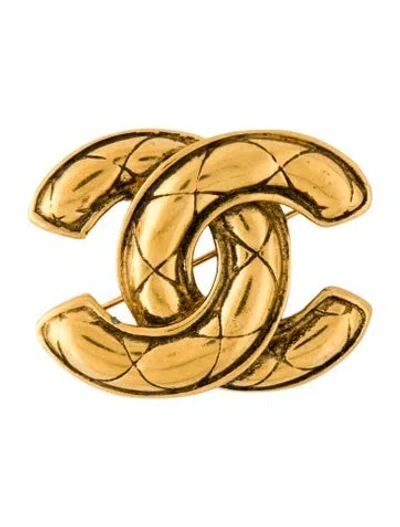 Pre-owned Chanel Vintage Quilted Cc Brooch In Multi