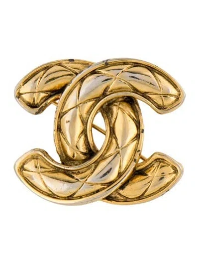 Pre-owned Chanel Vintage Quilted Cc Brooch In Multi