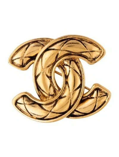 Pre-owned Chanel Vintage Quilted Cc Brooch In Multi