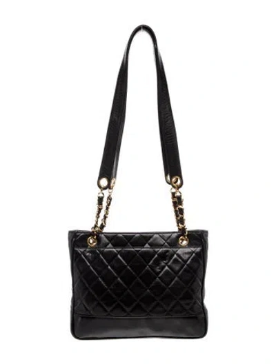 Pre-owned Chanel Vintage Quilted Chain Tote In Black