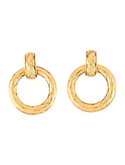 Pre-owned Chanel Vintage Quilted Clip-on Drop Earrings In Multi