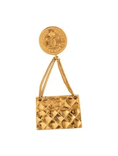 Pre-owned Chanel Vintage Quilted Flap Bag Cc Brooch In Multicolor