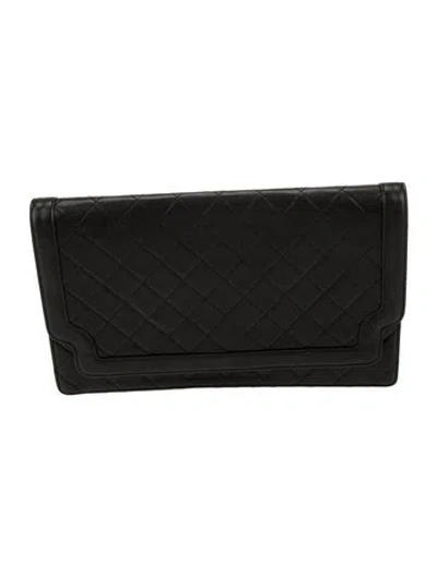 Pre-owned Chanel Vintage Quilted Lambskin Flap Clutch In Black