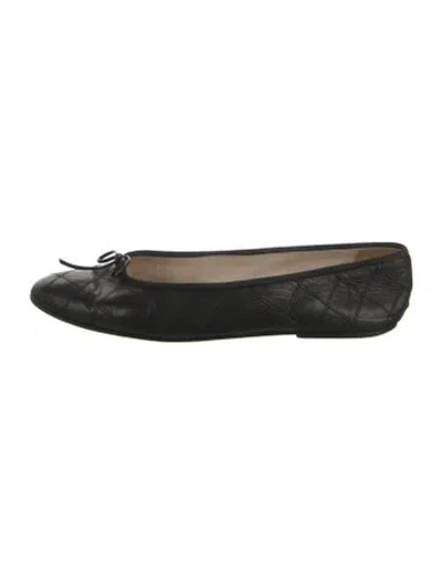 Pre-owned Chanel Vintage Quilted Pattern Ballet Flats In Black