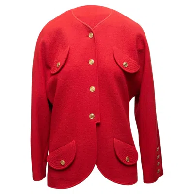 Pre-owned Chanel Vintage Red  Boutique Wool Jacket Size Us L