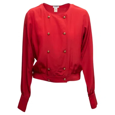 Pre-owned Chanel Vintage Red  Double-breasted Silk Blouse Size Fr 40