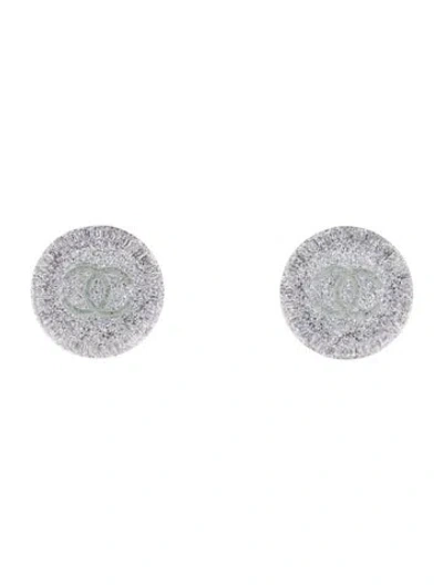 Pre-owned Chanel Vintage Resin Glitter Cc Clip-on Earrings In Gray
