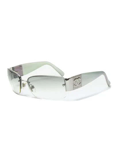 Pre-owned Chanel Vintage Rhinestones  Sunglasses In Transparent/green/purple