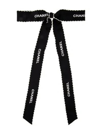 Pre-owned Chanel Vintage Ribbon Logo Oversized Bow Pin Brooch In Multi