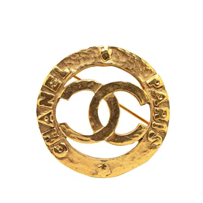 Pre-owned Chanel Vintage Round Coco Mark Brooch Gold Plated