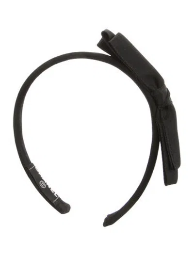 Pre-owned Chanel Vintage Satin Bow Headband In Black