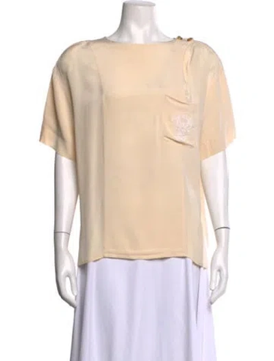 Pre-owned Chanel Vintage Silk Blouse In Neutrals